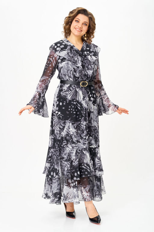 Платье Anastasia Mak 1280 серый+черный мультиколор  фото 4