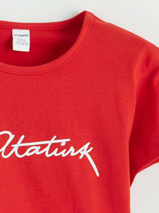 Bisiklet Yaka Atat?rk Bask?l? K?z ?ocuk Ti??rt