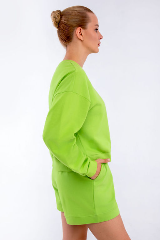Арт. 2535 Костюм женский с шортами 42-48 (4 шт) Цвет:салатовый - Калинка фото 3