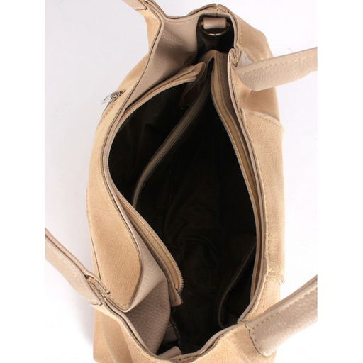 Сумка женская натуральная замша ADEL-177 (отделка ИСК/КОЖА), 1отд+кар/пер, бежевый 263733 - Adelia фото 3