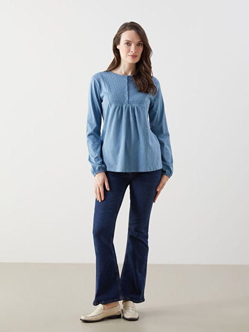 Bisiklet Yaka Nak??l? Bluz