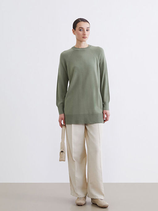 Bisiklet Yaka Kad?n Triko Tunik