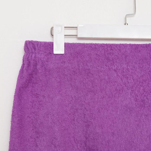 Килт женский для бани и сауны, цвет сиреневый вышивка Снеговик, размер 80х1502 см, махра 300г/м 100% хлопок - Гранд-стиль фото 2