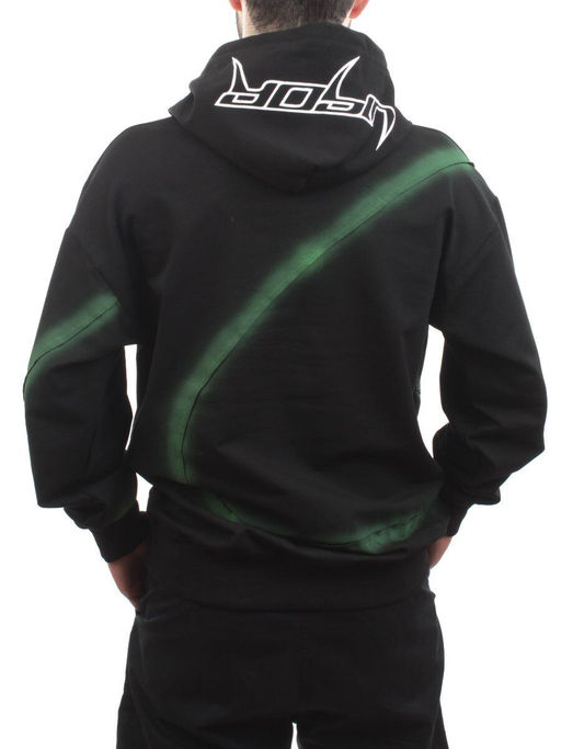 2652 BLACK/GREEN Толстовка мужская (75% хлопок, 20% полиэстер, 5% спандекс) - Фабричный китай фото 6