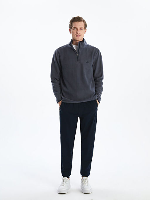 Dik Yaka Biyeli Erkek Sweatshirt