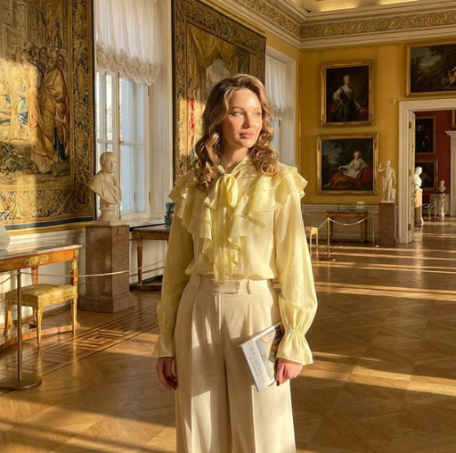 K13365 Рубашка с рюшами ЖЕЛТЫЙ