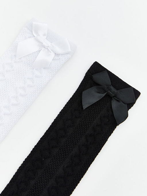 Fiyonk Detayl? K?z ?ocuk Diz Alt? ?orap 2li