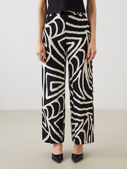 Beli Lastikli Desenli Geni? Pa?a Kad?n Pantolon