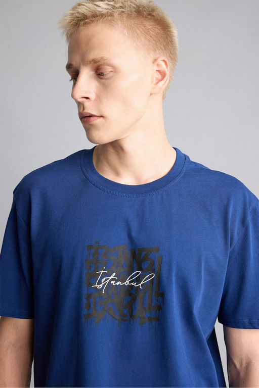 %100 Pamuk Regular Fit K_sa kollu Bask_l_ Ti__rt