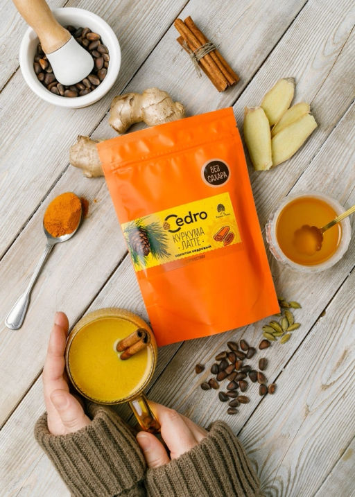 Кедровый напиток латте куркума, 120 г - Сибирский кедр фото 2