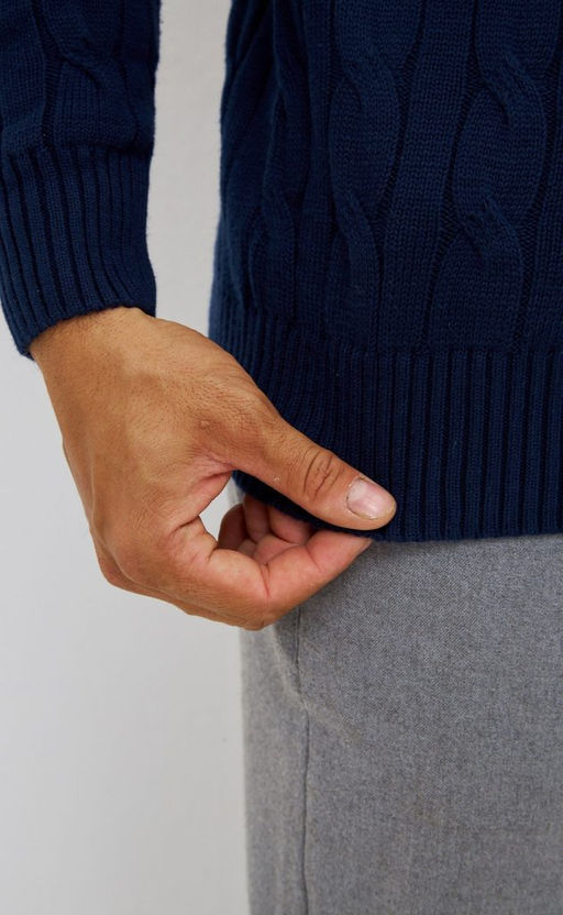 Джемпер мужской с воротником на молнии P221-15-235 тёмно-синий - Primm фото 5