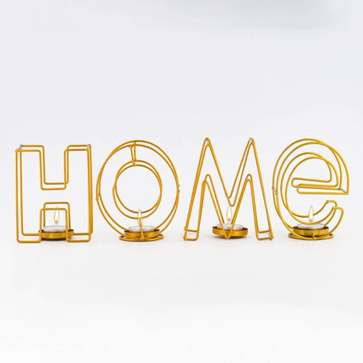 Подсвечник металлический на 4 свечи TAKE IT EASY, Home, 13.5×42 см, золото