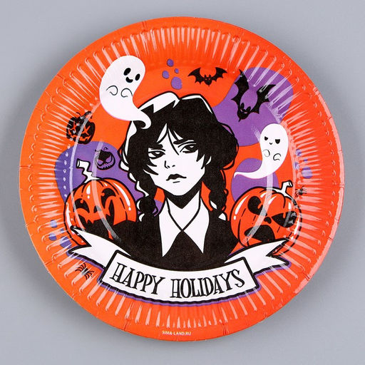 Цена за 10 шт. Тарелка бумажная Хэллоуин: девочка, 18 см - Страна карнавалия фото 6