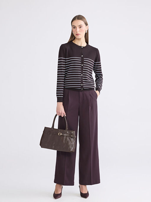 Bisiklet Yaka ?izgili Kad?n Triko H?rka