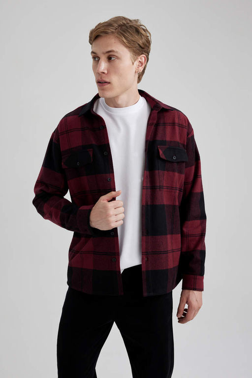 Рубашка Relax Fit в клетку с длинным рукавом Lumberjack - Defacto фото 3