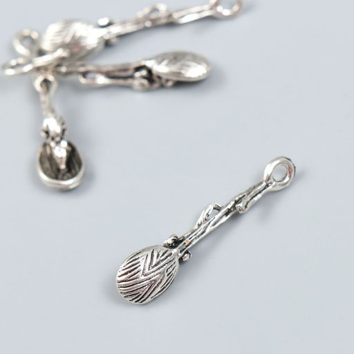 Цена за 4 шт. Сувенир кошельковый металл "Ложка с мышкой" 4,5х1,1 см