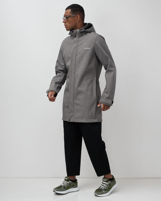 Парка спортивная мужская с капюшоном softshell серого цвета 9565Sr - Mtforce фото 3