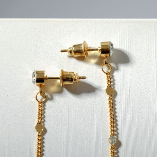 Серьги висячие Цепь с кругом, цвет белый в золоте, 5.5 см