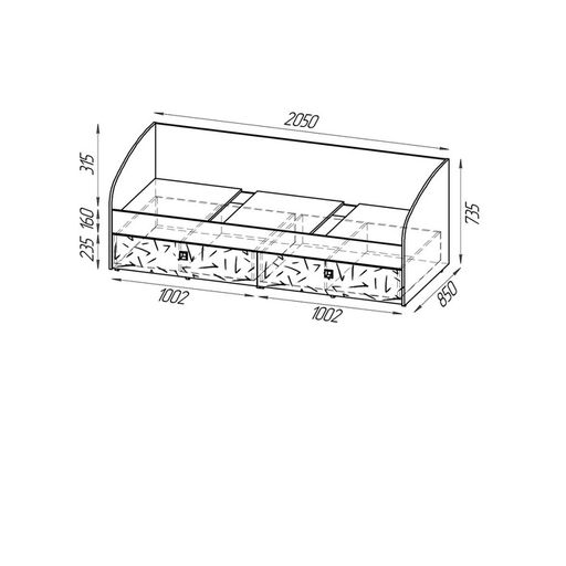 Кровать односпальная с двумя ящиками МИККИ 800х2000 Дуб Ривьера/ Пастельный Зеленый - Simaland фото 2