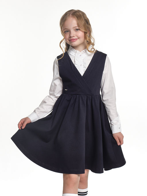 Сарафан Платье для девочки школьная форма синяя 22-7309 синий - Mini maxi фото 2