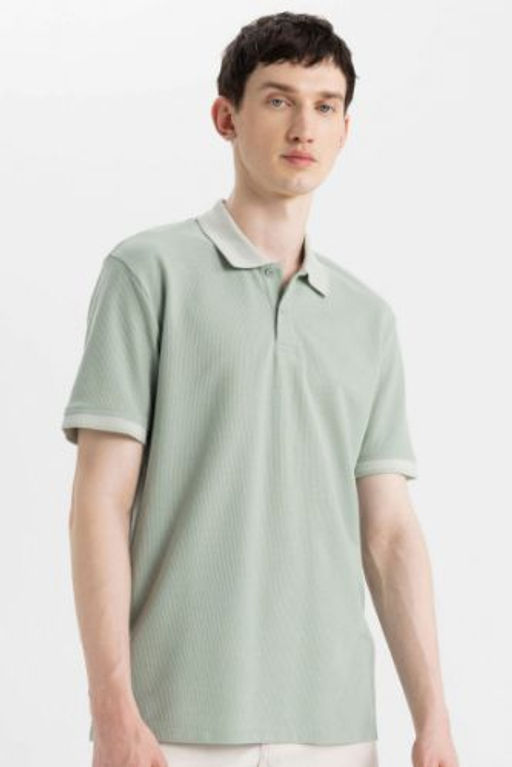 New Regular Fit K?sa Kollu Basic Duz Polo Tisort