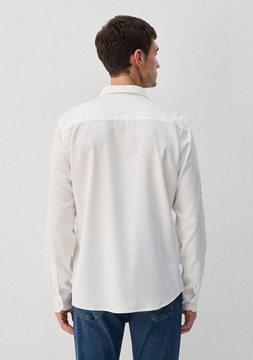 Beyaz Tencel TM Lyocell Gomlek - Mavi фото 3