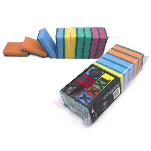 Губка бытовая с чистящим слоем "Гранд" 10шт. 11х8х3см (гх004)