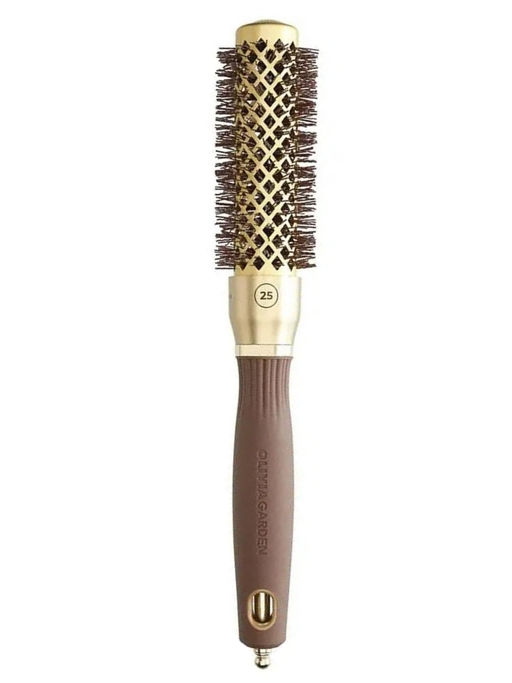 Olivia Garden Термобрашинг для укладки волос / Expert Blowout Shine Wavy Bristles Gold & Brown, 25 мм, коричневый