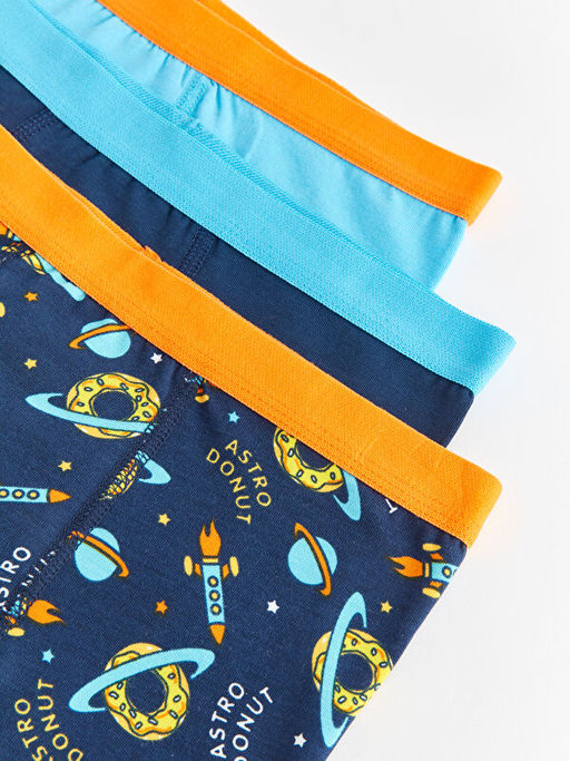 Bask?l? Pamuklu Erkek ?ocuk Boxer 3l? - Waikiki фото 3