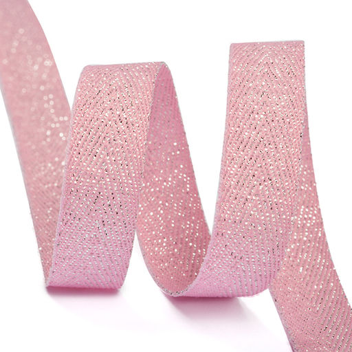 Лента-тесьма 10 мм киперная 2,3г металлизированная TBYT06 цв.S221 розовый уп.22,85м