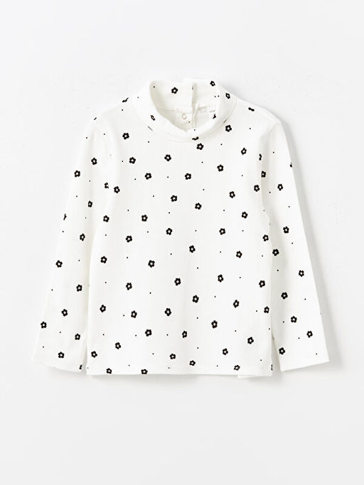 Bisiklet Yaka Uzun Kollu ?i?ekli K?z ?ocuk Ti??rt