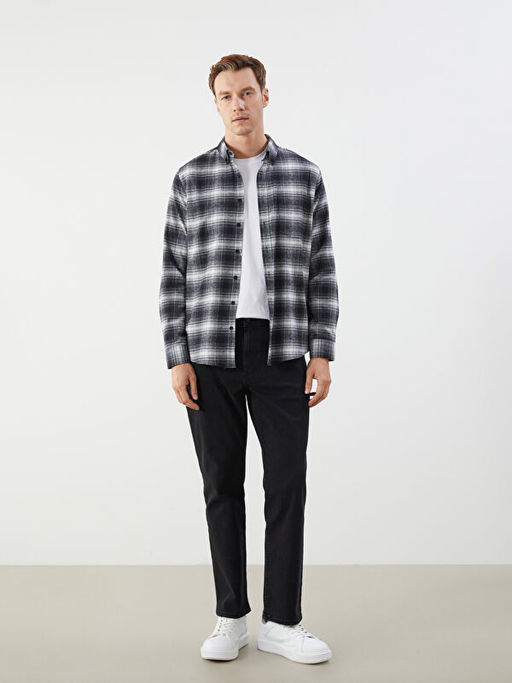 Regular Fit Uzun Kollu Ekose Poplin Erkek G?mlek