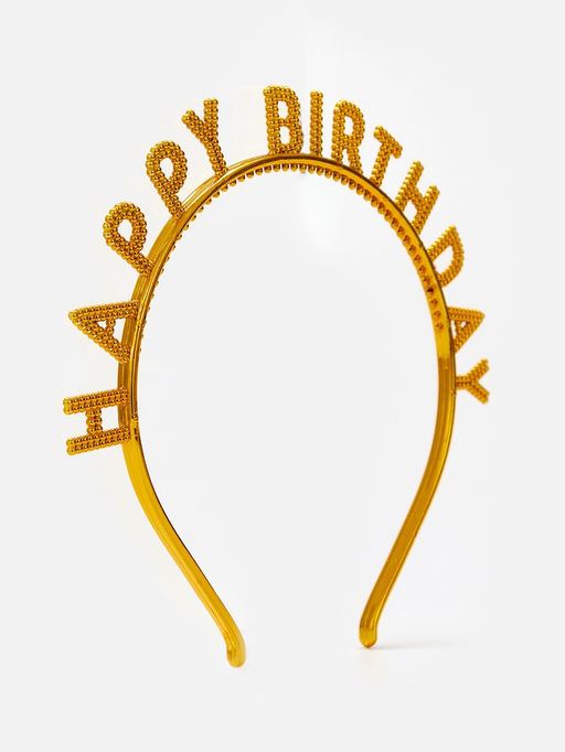 Цена за 2 шт. Ободок "Happy birtday" золотой