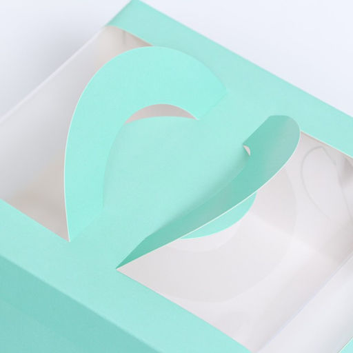 Коробка под бенто - торт с окном, мятный, 14×14×8 см