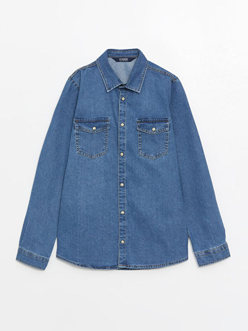 Basic Uzun Kollu Erkek ?ocuk Jean G?mlek