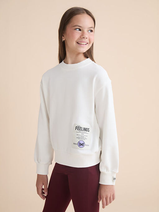 Bisiklet Yaka K?z ?ocuk Sweatshirt 2li