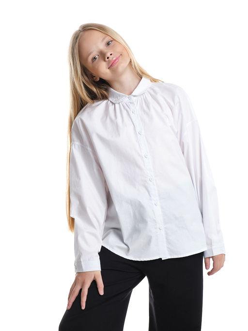 Рубашка для девочки подросткам школьная форма 22-7617 белый - Mini maxi фото 4