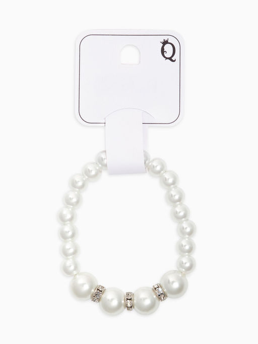 Браслет жемчуг Невеста, бусины d=0.8+1.2 см, белый