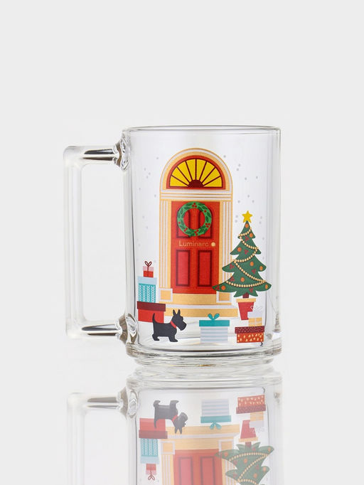 Кружка Luminarc Рождество, 320 мл, стекло, прозрачная, рисунок МИКС