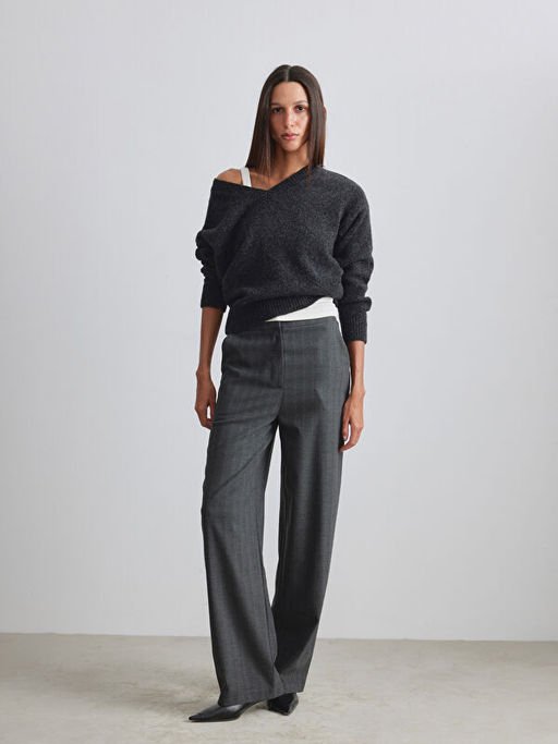 V Yaka Oversize Kad?n Triko Kazak