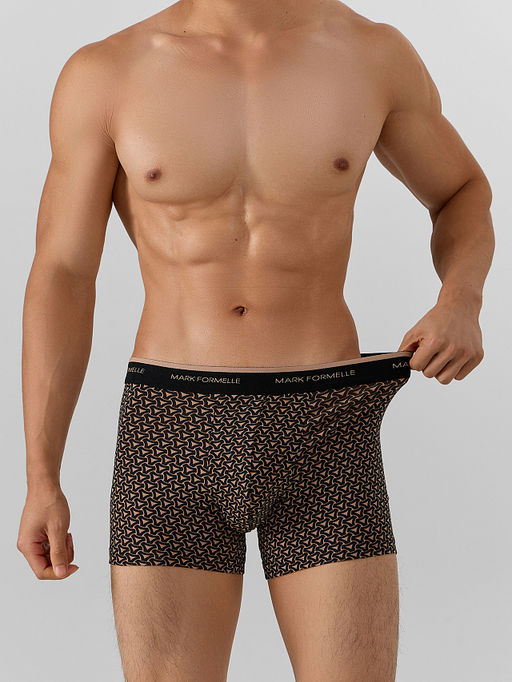 Цена за 2 штуки! Трусы боксеры мужские черные с узором - Mark formelle фото 2