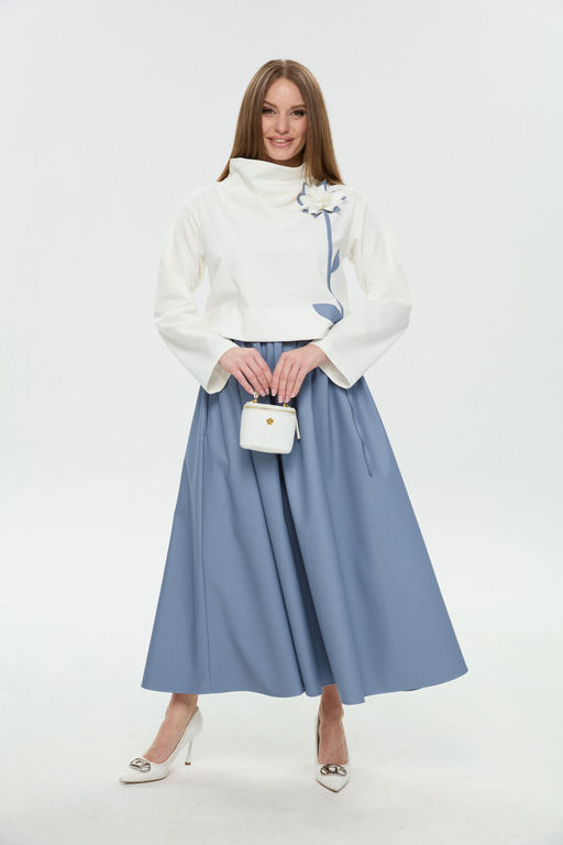 Платье NIKVA н924-14 молоко и голубой  фото 3