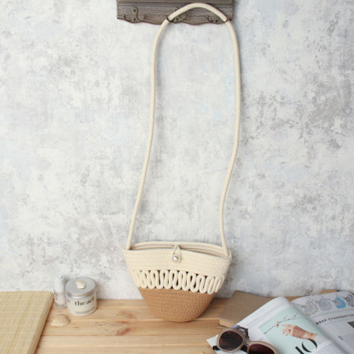 Сумка плетеная 21x15x9 / DW-11 /уп 100/коричнево-бежевая - Галеонтрейд фото 4