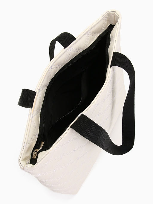 Сумка - шоппер женская на молнии, 32×10×31 см, молочная