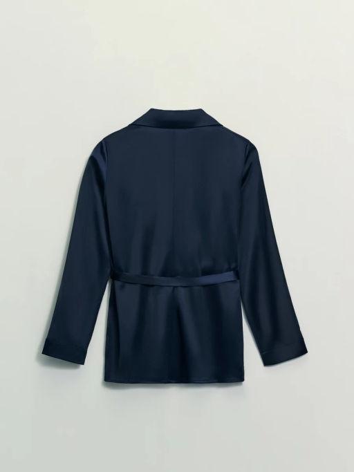 Атласная блузка с отложным воротником и поясом / Zarina