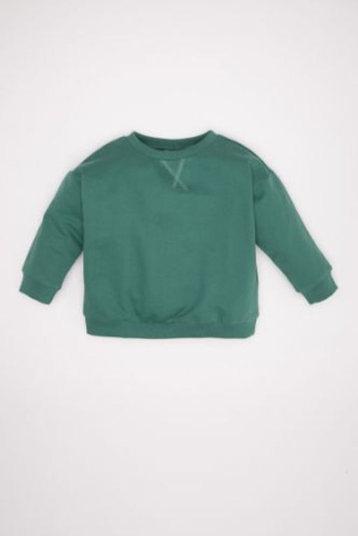 Erkek Bebek %100 Pamuk Bisiklet Yaka Sweatshirt