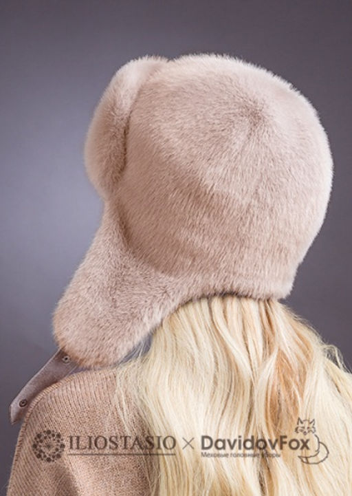 Шапка Ушанка экомех бежевая
