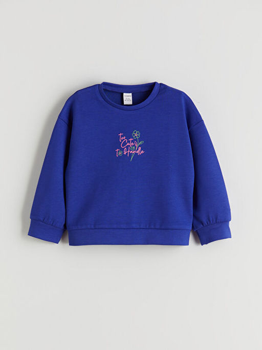 Bask?l? K?z ?ocuk Sweatshirt ve E?ofman Alt 2li