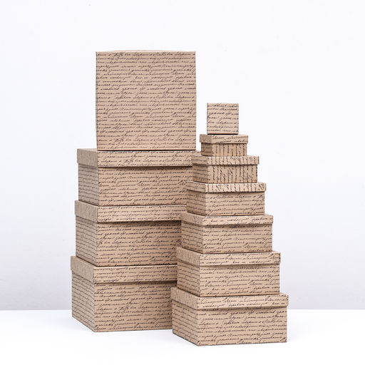 Набор коробок 11 в 1 Пушкинские строки, крафт 25,5 х 25,5 х 13 - 5,5 х 5,5 х 2,5 см - Simaland фото 3