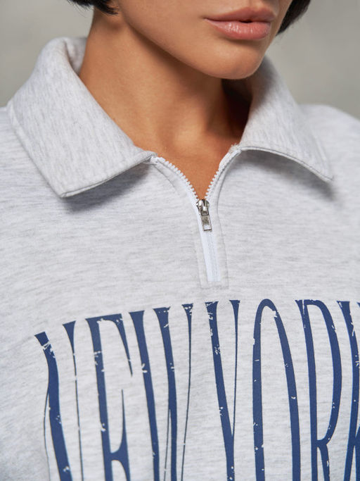 Утепленный свитшот-поло на молнии - NEVERLATE фото 3